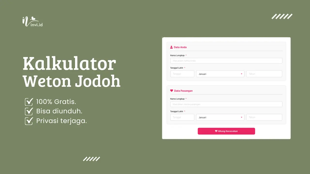 Kalkulator Weton Jodoh - Hitung Weton Jodoh Online Gratis