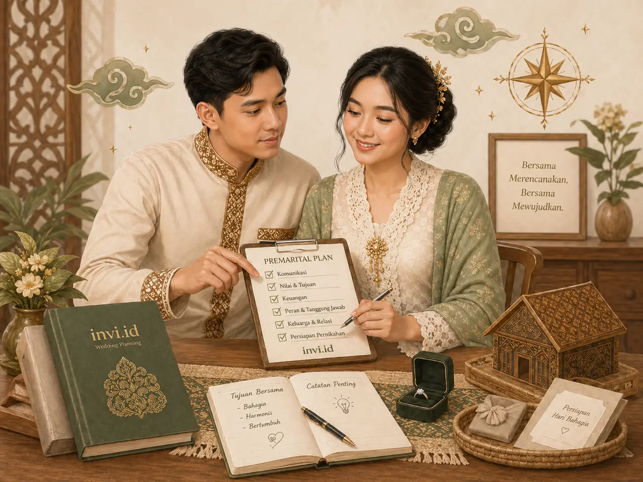 Pasangan membuat checklist persiapan menikah meski weton kurang cocok