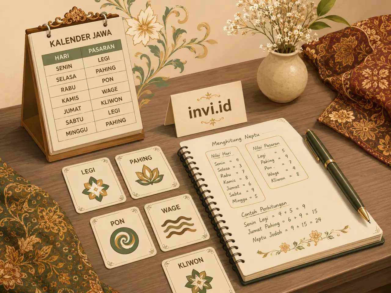 Ilustrasi kalender Jawa dan neptu weton untuk memahami weton jodoh